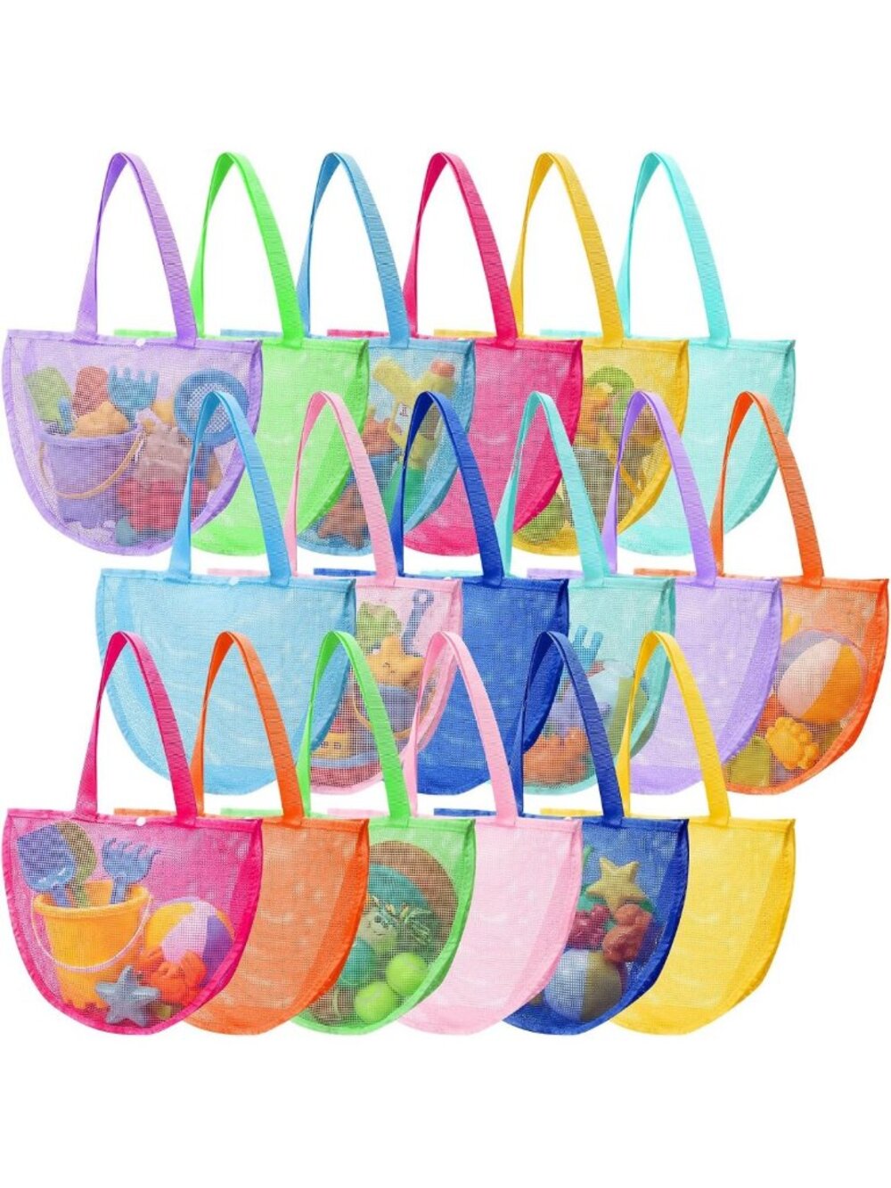 18 Pcs Mesh Beach Bag Set for Kids - Toy & Seashell Collecting Tote Organizer